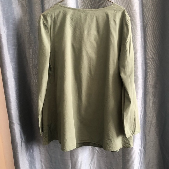 Just Fashions Now Green Peplum Blouse with Buttoned Details- l- 20” pit to pit - Picture 6 of 10